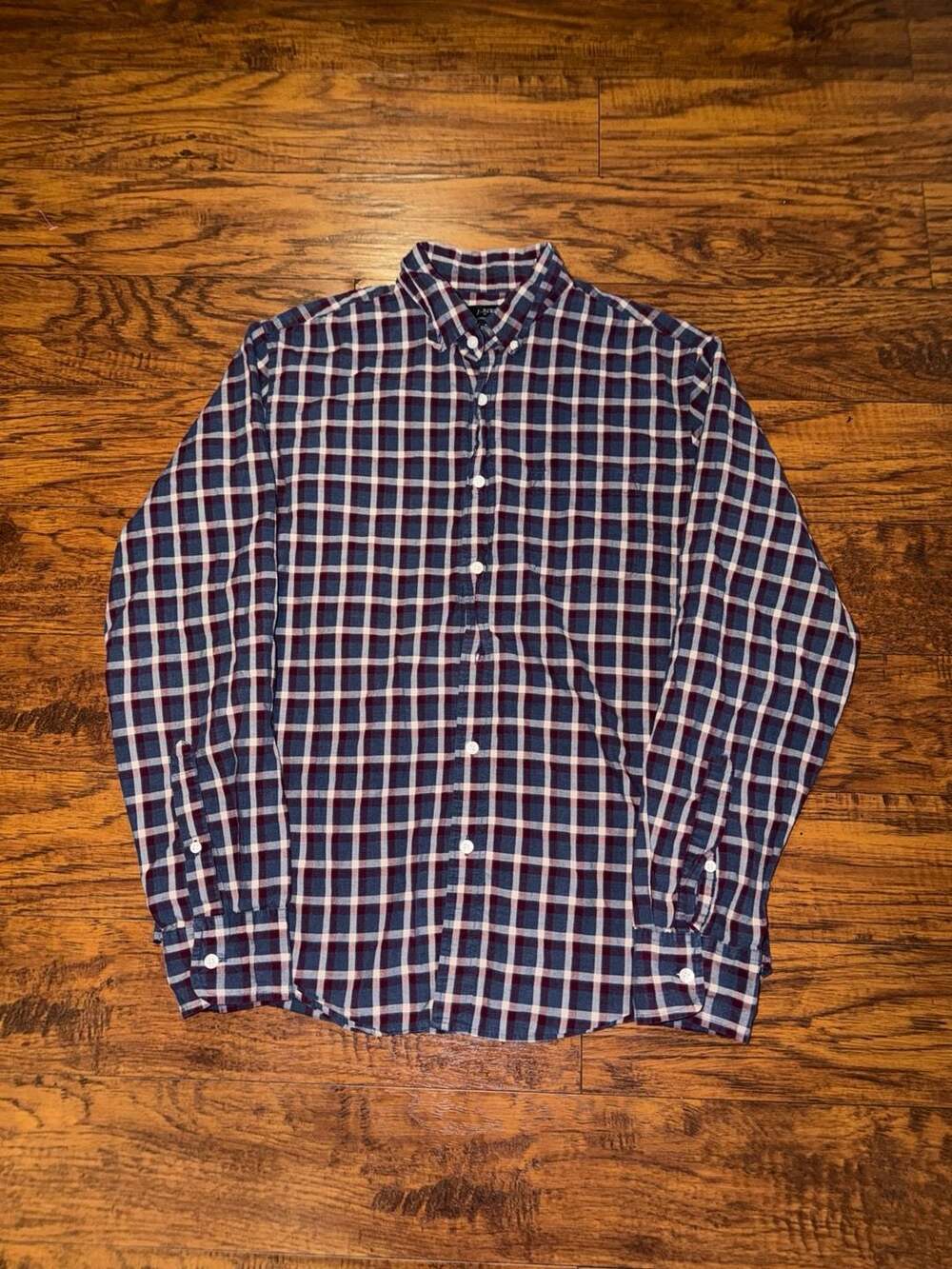 J.Crew Plaid Button Down Shirt Size M Heathered Cotton Blue Red